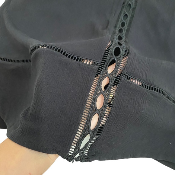 Mossimo Black Off Shoulder Open Embroidery Bell Sleeve Dress, Size Small - Picture 6 of 14